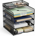 SUPEASY 4-Tier Stackable Paper Tray Organizer with Top Supply Tray by SUPEASY