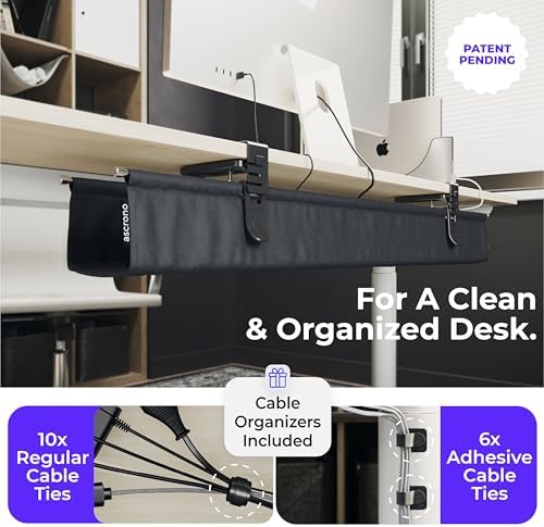 Ascrono Original Under Desk Cable Management Tray, Black, 53.9" - Image 5