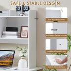 Nromant Desktop Bookshelf, Wooden Desk Storage Hutch with 5 Shelves, 3-Tier Desktop Display Organizer Rack for Office Home (White, 5 Shelves B) - Image 5
