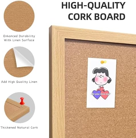 24"x36" Crude Wood Framed Hanging Cork Bulletin Board - Image 3