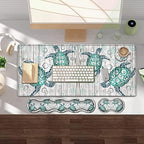 Gaming Mouse Pad and Keyboard Wrist Rest, Large Extended Mouse Pad 31.5X 11.8,Ergonomic Memory Foam Wrist Rest Support+Desk Mat Protector,for Office/Home Writing Pad,Cute Sea Turtle White Mousepad - Image 7