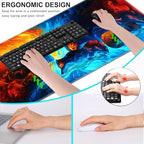 Keyboard Wrist Rest and Mouse Pad with Wrist Support Set Ergonomic Coaster,Memory Foam,Easy Typing Pain Relief,Large XL Desk Mat 31.5"x 11.8",Ice Wolf and Fire Wolf - Image 6