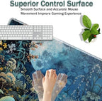 31.5"x 11.8" Oversized Gaming Mouse Pad Set, Ergonomic Keyboard and Mouse Wrist Rest + Cup Holder, Non-Slip Desktop Pad, Suitable for Home and Office Use, Flowering Plant Moon - Image 4