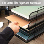Mind Reader Stackable Paper Tray, Desktop Organizer, File Storage, Office, Metal Mesh, 10.5" L x 13.5" W x 11.25" H, 4 Pcs., Black - Image 6