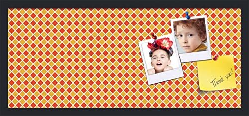 PinPix 28x12 inch Cork Bulletin Board. This Decorative Framed Pin Board Comes with Diamond Pattern in Red and Orange Design and Satin Black. Ideal for Home, Office Decor or School (PinPix-331) by PinPixBulletinBoards