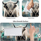 Large Gaming Mouse Pad+ Keyboard Wrist Rest Set, Ergonomics Memory Foam Mouse Mat Wrist Rest Support for Home Office, Waterproof Extended Mousepad 31.5x11.8in, Highland Cow Desk Pad - Image 2