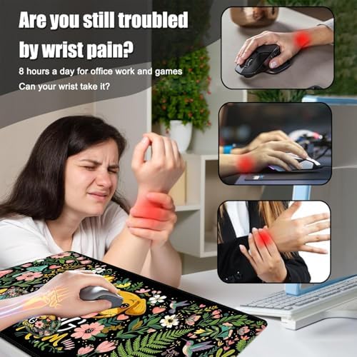 Desk Mat, Mouse Pad with Wrist Rest, 4-in-1 Large Mouse Pads for Desk, Ergonomic Mouse Pad and Keyboard Wrist Rest Gaming Keyboard Mat for Office,Dog Mom Flower - Image 5