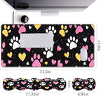Keyboard Wrist Rest+Mouse Wrist Pad+Desk Pad Set,Memory Foam Ergonomic Easy Typing Pain Relief for Computer Laptop Office Home - Cute Colorful Dog Paws Pattern - Image 4