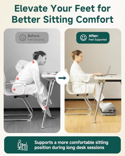 Snailax Heated Foot Rest Under Desk, Adjustable Height Foot Stool - Image 2