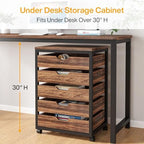 Tribesigns 5-Drawer File Cabinet, Wood Mobile Storage Drawer, Rustic Brown - Image 4