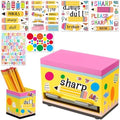 Classroom Wooden Pencil Dispenser Kit with Sharp Dull Labels,Multicolor by Mifoci