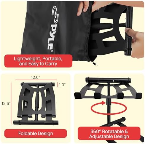 Pyle Portable Folding Laptop Stand - Standing Table with Adjustable Angle, Foldable Height and Four Prong Anti-Slip Tray for iPad, Tablet, DJ Mixer, Workstation, Gaming and Home Use - PLPTS55 - Image 4