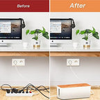 Cable Management Box 2 Pack with 16 Cable Clips Set-Large & Medium & Small Wooden Style Cable Organizer Box to Hide Wires&Power Strips | Cord Organizer Box | Cable Organizer for Home & Office [White] - Image 7