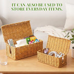 2 PCS Handwoven Cable Management Box Cord Organizer Box Set with 2 Exits - Image 6