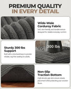 23.6in Pouf Ottoman, Corduroy Footstool Foot Rest Floor Seating - Image 5