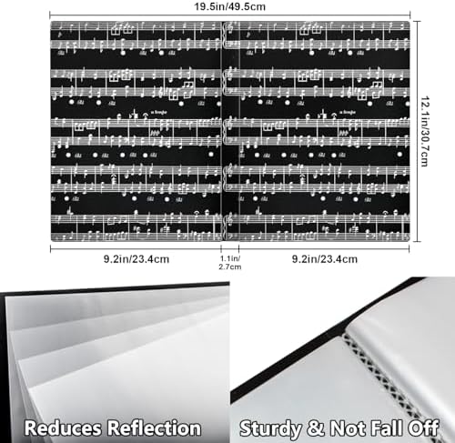 Music Folder,40‑Pocket PP Sheet Music Holder for A4 Documents Black 10Pack - Image 5