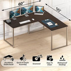 SHW Mission 55 x 60 L-Shape Home Office Computer Desk, Espresso - Image 4