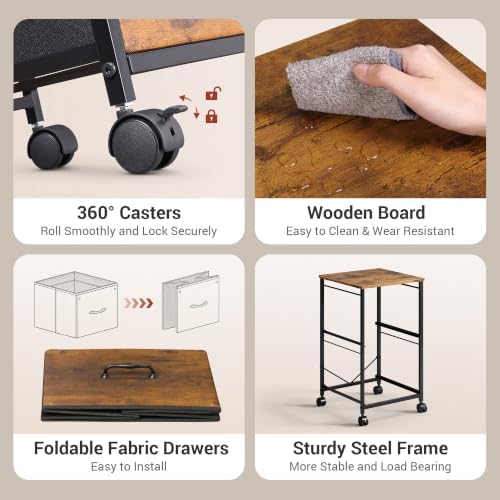 DEVAISE 2 Drawer Mobile File Cabinet, Rolling Printer Stand - Image 5