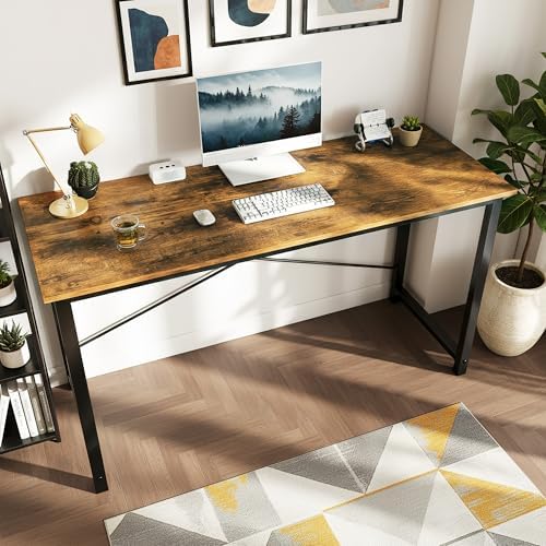 OLIXIS 40 Inch Computer Office Desk for Small Spaces, Writing Gaming Work Desk Modern Study Table with Storage Bag & Headphone Hook Home Bedroom, Rustic Brown - Image 4