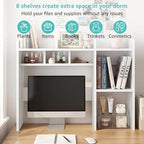 NUTIKAS Desk Hutch White Desktop Bookshelf Shelf - 37 Inch Computer Desk Organizer for Dorm Room, Wood Storage Rack for Home Office Desktop Display Shelves, Small Bookcase for Top of Desk - Image 6