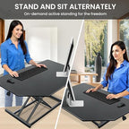 Aconcept 36 inch Black Corner Height Adjustable Standing Desk Converter, One-Click Sit to Stand up Desk Riser, Pre-Assembled for Dual Monitor and Laptop Workstation - Image 4