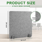 6 Pcs Acoustic Desk Divider Partition Privacy Panel 24 x 24",Light Gray - Image 2