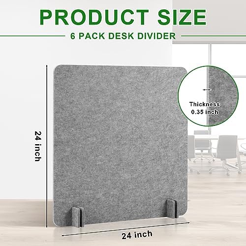 6 Pcs Acoustic Desk Divider Partition Privacy Panel 24 x 24",Light Gray - Image 2