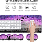 Ergonomic Keyboard Wrist Rest & Mouse Pad Wrist Rest Set, Large XXL Gaming Desk Mat 31.5"x 11.8" with Non-Slip Base, Memory Foam, Easy Typing Pain Relief for Home & Office, Black Cat and Butterfly - Image 3