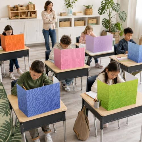 24 PCS Bulk Privacy Shields for Student Desk Colorful Swirl Style Testing Dividers Desk Privacy Shield Study Boards Panel Partition Folder for Back to School Classroom Must Have Teacher Table Supplies - Image 4