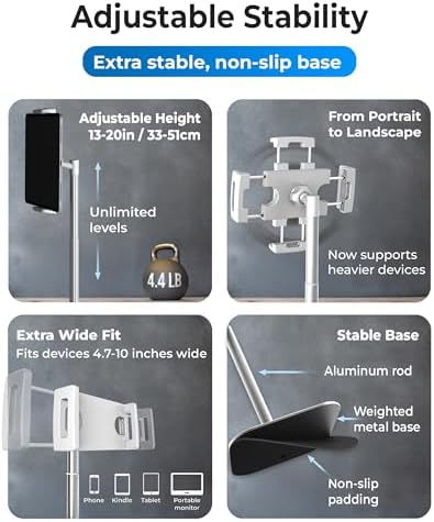 COOPER TabStand 20" Tall iPad Stand for Desk, Portable Monitor Stand Holder - Image 4