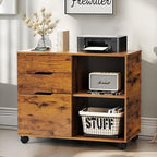 DUMOS File Cabinet with 3 Drawers, Wood Under Desk Storage Printer Stand - Image 2