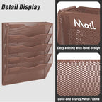 EASEPRES 5 Pocket Mesh Hanging Wall File Organizer, Wall Mounted Mail Paper Document Folder Holder, Clipboard Storage Organization Magazine Rack with Nametag Label for Office Home School, Brown - Image 4