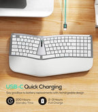 Nulea RT07B Wireless Ergonomic Keyboard - Split Keyboard, Wrist Rest, Natural Typing, Bluetooth and USB Connectivity, USB-C Rechargeable,Compatible with Windows Mac (Grey White) - Image 6