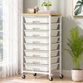 caktraie 8-Drawers Rolling Cart, Craft Storage Utility Cart, Beige White by shoeboxesanddeskorganizers