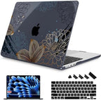 Mektron for 2026/2025/2024/2023 MacBook Air 15 INCH M5 A3448 /M4 A3241 /M3 A3114 /M2 A2941 Case, Printed Plastic Hard Shell Cover with 15.3" Liquid Retina Display Touch ID, Line Chrysanthemums by Mektron