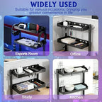 2-Tier Clamp on Desk Shelf, Dual-purpose Desk Organizer (Used on or Under Desk Storage), Desk Shelf Clamp with Hooks and High Load-bearing capacity, Suitable for Office Desk, Gaming Accessories - Image 7