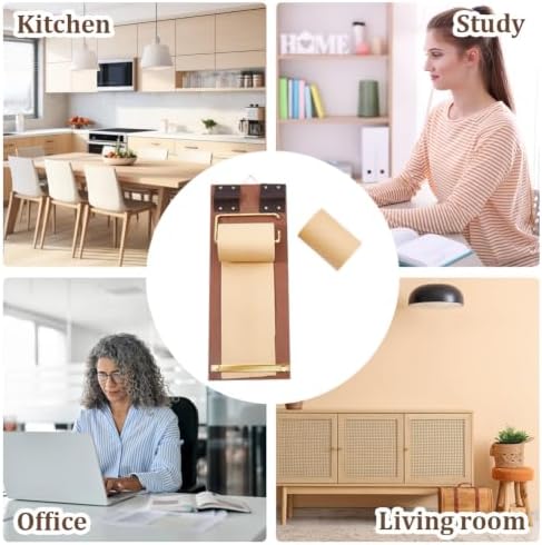 Refillable Hanging Notepad with Cutter and Pen for Wall Vintage Clipboard Memo Board Kraft Paper Roll Wooden Note Paper Dispenser Mounted Paper Holder for to-do List Home Office(Burlywood) - Image 5