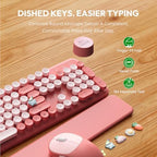 Wireless Keyboard and Mouse Combo, Typewriter Keyboard with Magnetic Wrist Rest, Full-Size Cute Round Keycaps, Sleep Mode, 2.4G Keyboards for Mac/Windows/PC, Office or Home, Trueque CK23Pro - Image 6