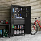 Aobabo Metal Garage Cabinets on Wheels, Lockable Cabinet with 2 Drawers - Image 2
