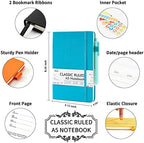 feela Journal Notebook Bulk for School, Hardcover Business Classic Ruled Lined Journals with Pen Holder for Work Office Journaling, with 5 Black Pens, 120 GSM, 5.1”x8.3”, 5 Pack, A5, Solid Colors - Image 2