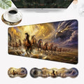 Desk Mat, Mouse Pad with Wrist Rest, 4-in-1 Large Mouse Pads for Desk, Ergonomic Mouse Pad and Keyboard Wrist Rest Gaming Keyboard Mat for Office,Running Horse by EFGWSDER