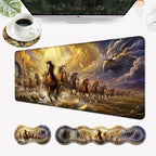 Desk Mat, Mouse Pad with Wrist Rest, 4-in-1 Large Mouse Pads for Desk, Ergonomic Mouse Pad and Keyboard Wrist Rest Gaming Keyboard Mat for Office,Running Horse by EFGWSDER