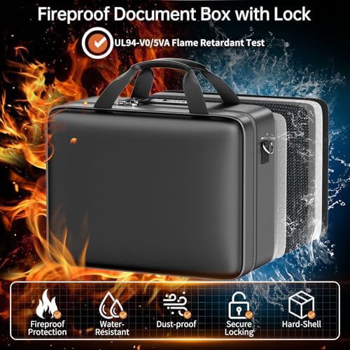 ENGPOW Fireproof Document Box with Lock & 13 Pockets Accordion File Folder - Image 2