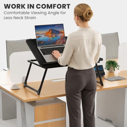Laptop Bed Desk, 5-Angle Adjustable Bed Laptop Table with Cup Holder - Image 7