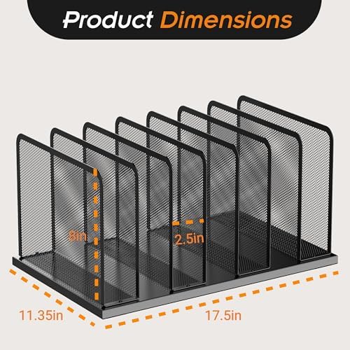 Kuntine.B 7-Section Upright Desk File Organizer Black 1 Pack - Image 2