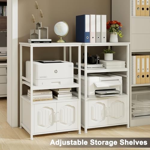 Natwind 4 Tier Printer Stand, File Cabinet w/Adjustable Open Shelves,White - Image 4