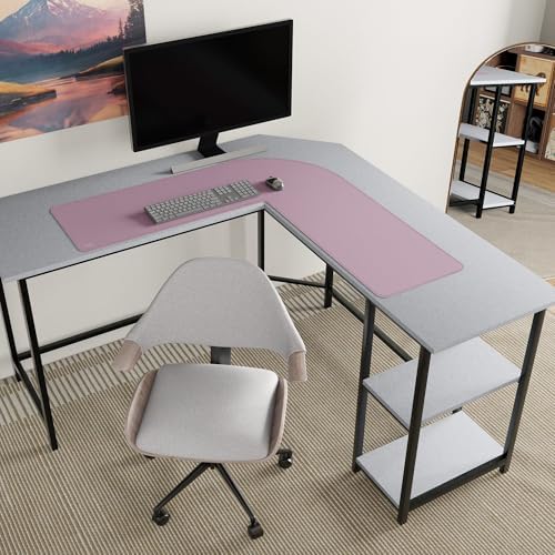 Vyaaa L Shaped Desk Mat, (39"+ 39") x 13" Corner Desk Mat, Green and Pink - Image 6