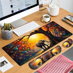 Large Gaming Mouse Pad+ Keyboard Wrist Rest Set, Ergonomics Memory Foam Mouse Mat Wrist Rest Support, Waterproof Extended Mousepad 31.5x11.8in, Colorful Tree of Life and Elephant Desk Pad - Image 7