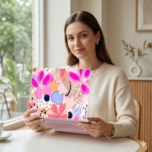 DONGKE Compatible with MacBook Neo 13 Inch Case 2026 A3404 A18 Pro chip & Touch ID, Plastic Hard Shell with Keyboard Cover, Screen Protector & Dust Plugs, Floral Artistic - Image 4