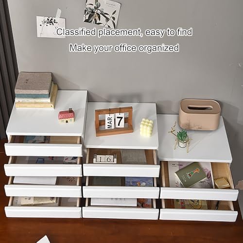 Solid Wood Drawer-type Multi-layer Desktop Storage Box, Thickened Storage Drawer Organizer, Invisible Handle Cabinets, Suitable for Office Area/study/home(White,31cm/12.2in) - Image 5